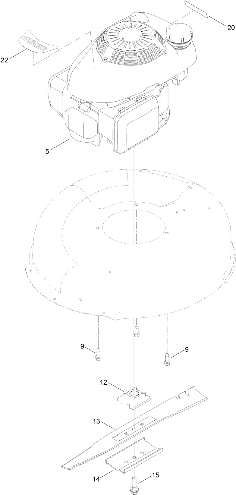 Engine And Blade Assembly Diagram and Parts List for 10736 403400000 - 405499999 Lawn Boy Lawn Mower